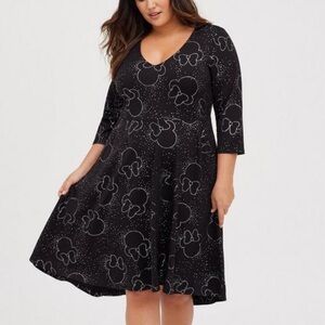 Torrid Disney Hi-Lo Skater Dress Minnie Mouse Print